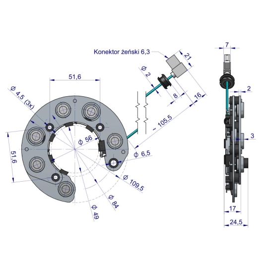 Prostownik kompletny alternatora EX230000. EX260000 C-330 C-360 EXPOM KWIDZYN eu