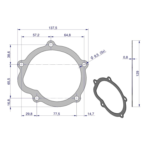 Uszczelka pompy wodnej krążelit 0.8mm C-330 ( sprzedawane po 10 ) ORYGINAŁ URSUS