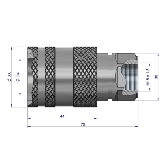 Szybkozłącze hydrauliczne gniazdo M18x1.5 gwint wewnętrzny EURO PUSH-PULL (ISO 7241-A) Waryński