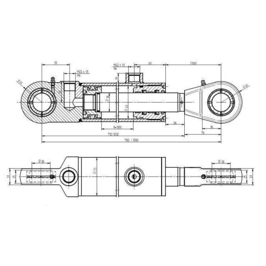 Cylinder hydrauliczny CJ2F-63/36-500Z (dwustronny) do Ładowacz TUR Kraj