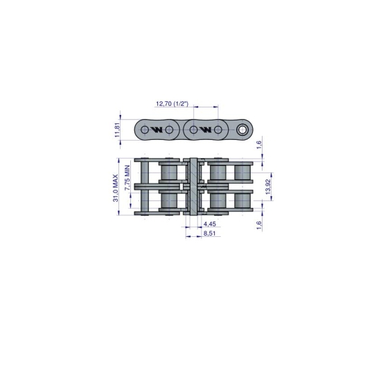 Łańcuch rolkowy 08B-2 (R2 1/2) 5 m Waryński