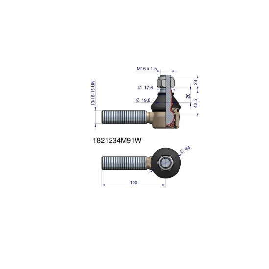 Przegub kierowniczy 100mm- 13/16-16 1821234M91 WARYŃSKI