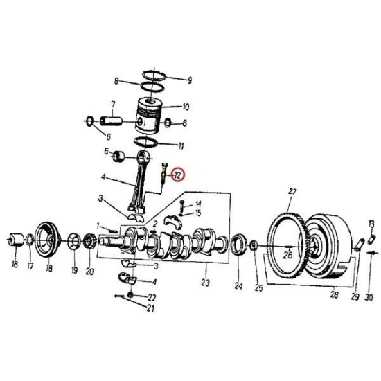 Śruba korbowodu 950325 69010372 C-360/Zetor