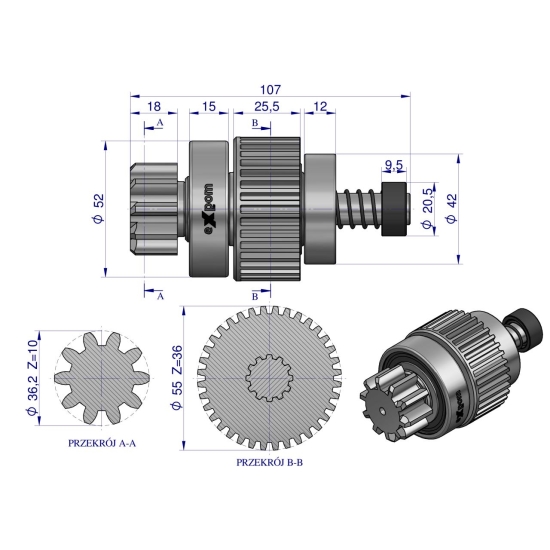 Zespół sprzęgający rozrusznika T-25 MTZ typu Magneton 9142980 Blue Line EXPOM KWIDZYN