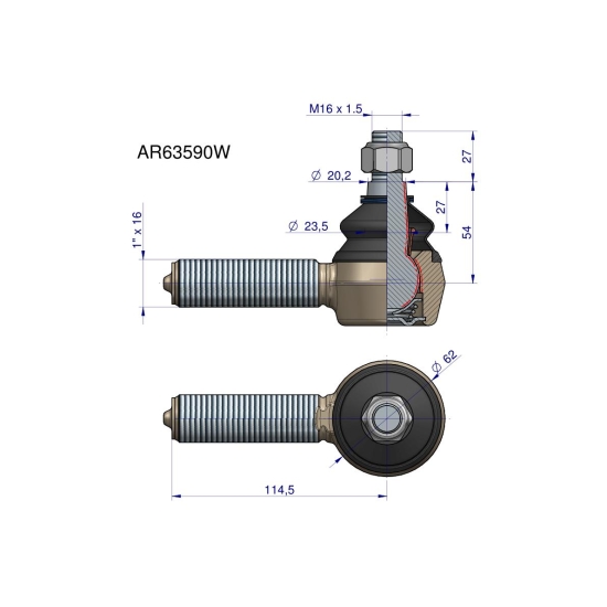 Przegub kierowniczy 114,5mm - 1