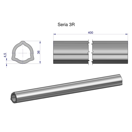 Rura wewnętrzna Seria 3R do wału 560 przegubowo-teleskopowego 36x4.5 mm 405 mm WARYŃSKI