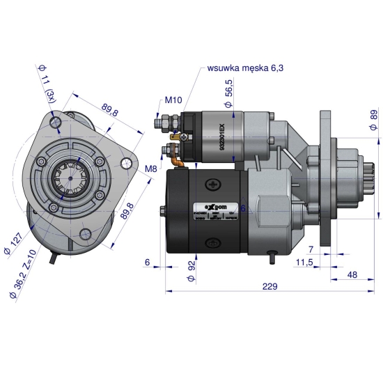 Rozrusznik z reduktorem typu Magneton 9142748 Case MF Blue Line EXPOM KWIDZYN