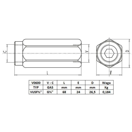 Zawór zwrotny VU 3/8