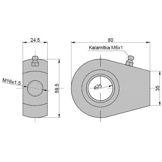 Ucho siłownika łożysko GE-25 KT2*40 (UE2.40)