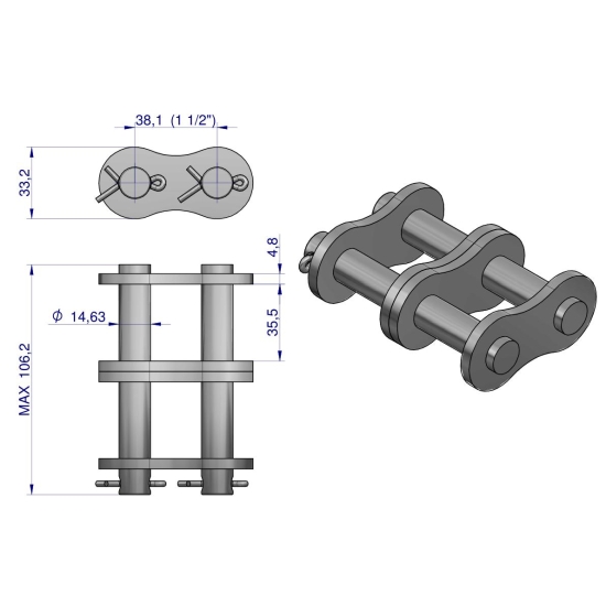 Zamek łańcucha Z24B-2 (R1 1.1/2) Waryński ( sprzedawane po 1 )