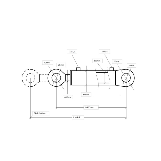 Cylinder hydrauliczny, siłownik wspomagania układu kierowniczego SMT2 63/32/200 C-385 Kraj