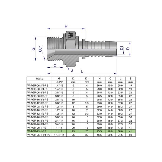 Zakucie hydrauliczne AGR DN25 1