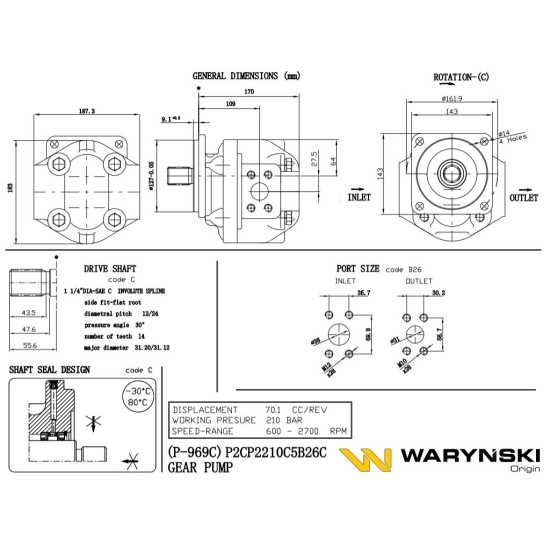 Pompa hydrauliczna P-969C P2CP2210C5B26C Waryński