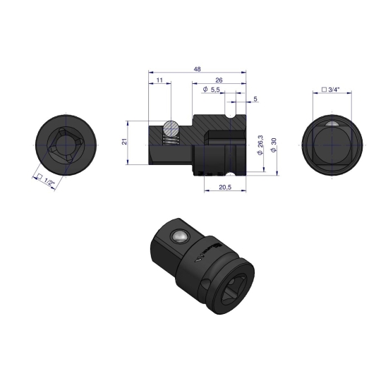 Adapter do nasadek udarowych 1/2