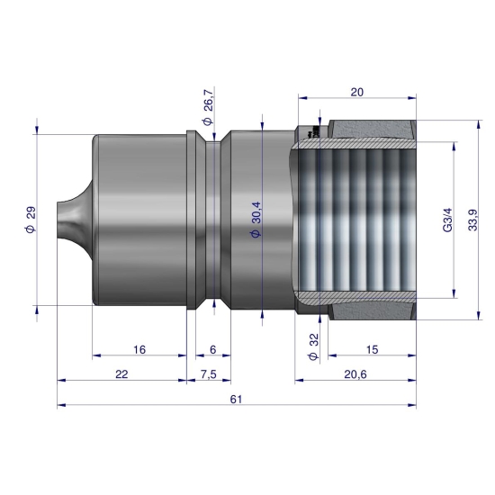 Szybkozłącze hydrauliczne wtyczka G3/4