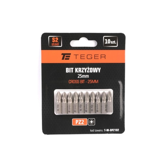 Bit krzyżowy PZ 25 mm/PZ2 (ZESTAW 10 SZT) / TEGER