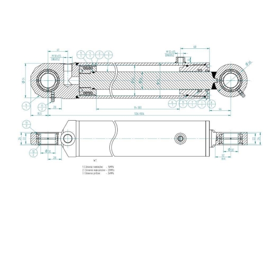 Cylinder hydrauliczny, siłownik pomocniczy podnośnika C-385 6-cyl. SMT2CJ.63.36.300 Kraj