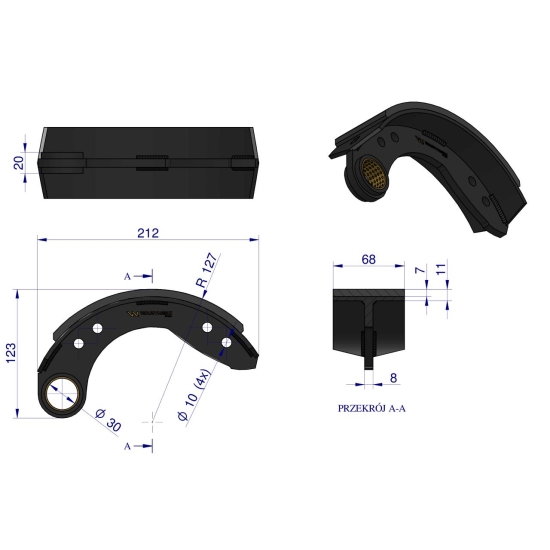 Szczęka hamulcowa 04399854 DEUTZ Waryński (sprzedawane po 4 )