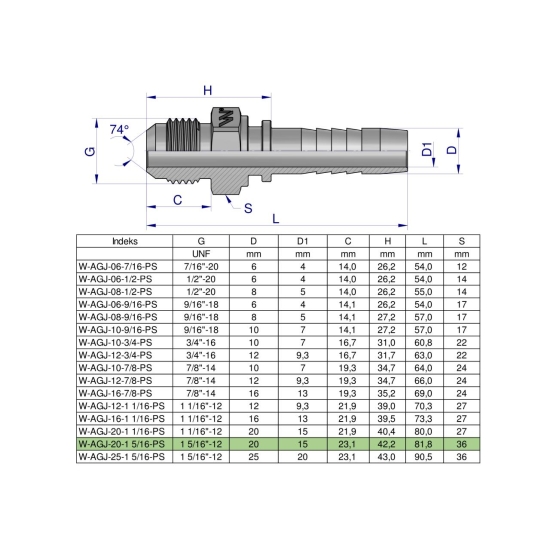 Zakucie hydrauliczne AGJ DN20 1 5/16