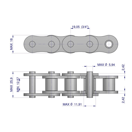 Łańcuch rolkowy L12A1-38PZ zastosowanie Claas 686200. 686200.0. 0006862000 Waryński