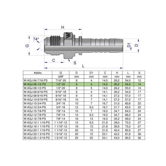 Zakucie hydrauliczne AGJ DN06 1/2