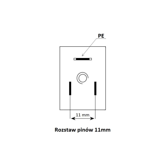 Wtyczka elektryczna wąska 3-pin (2+PE) rozstaw styków 11mm. PG9