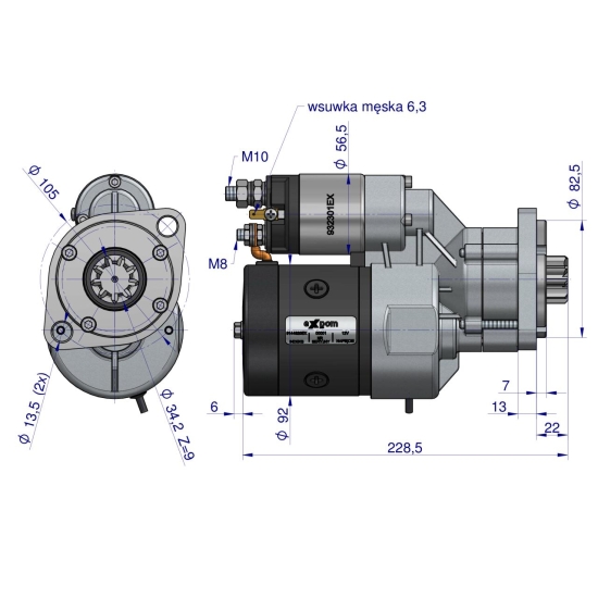 Rozrusznik z reduktorem typu Magneton 9144820 Deutz-Fahr Blue Line EXPOM KWIDZYN