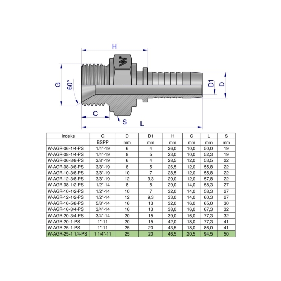 Zakucie hydrauliczne AGR DN25 1 1/4