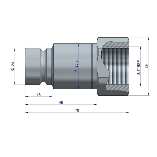 Szybkozłącze hydrauliczne suchoodcinające (rozmiar 1/2) wtyczka G3/4