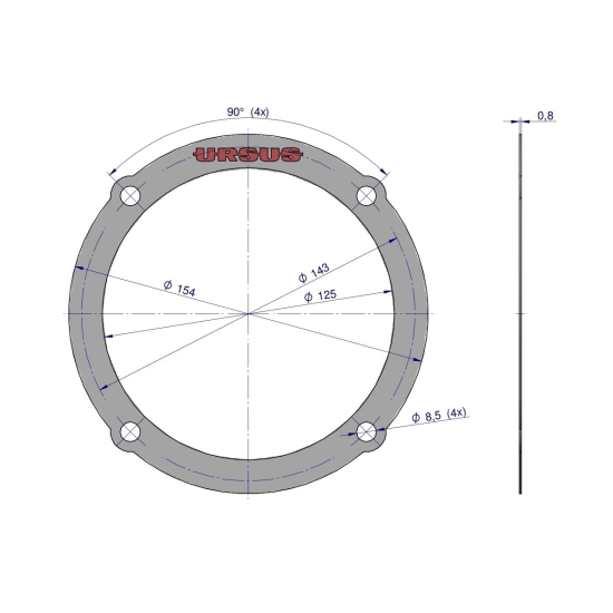 Uszczelka pokrywy przedniej zwolnicy 952802 krążelit 0.8mm C-360 Zetor ( sprzedawane po 10 ) ORYGINAŁ URSUS