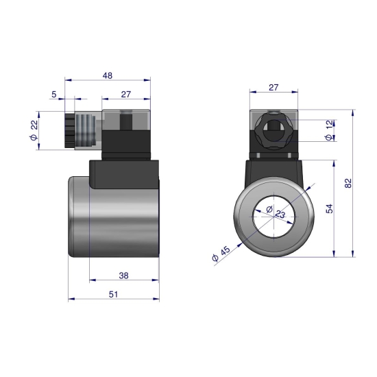 Cewka dzielnika elektrozaworu W-E38DVS6/2. W-E12DVS6/2  24V DC 30W Waryński