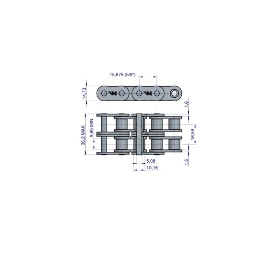 Łańcuch rolkowy 10B-2 (R2 5/8) 5 m Waryński