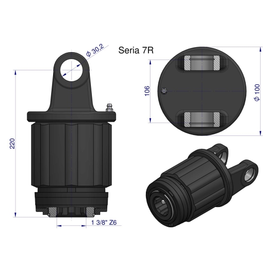 Sprzęgło zapadkowe wału Seria 7R 1200 Nm - 1 3/8 Z6 WARYŃSKI