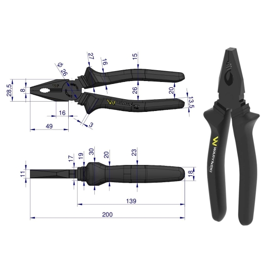 Szczypce uniwersalne 200 mm Waryński