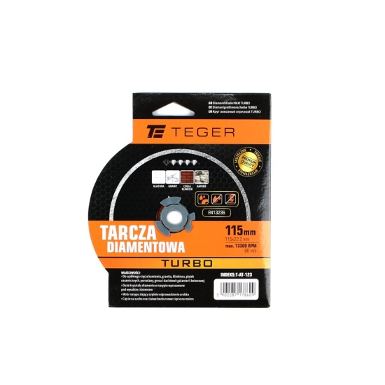 Tarcza diamentowa TURBO 115x22.23 mm TEGER