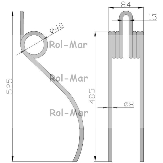 Palec zgrabiarka karuzelowa Deutz Fahr Kverneland 8/40/82/445 06580259 ( sprzedawane po 5 )