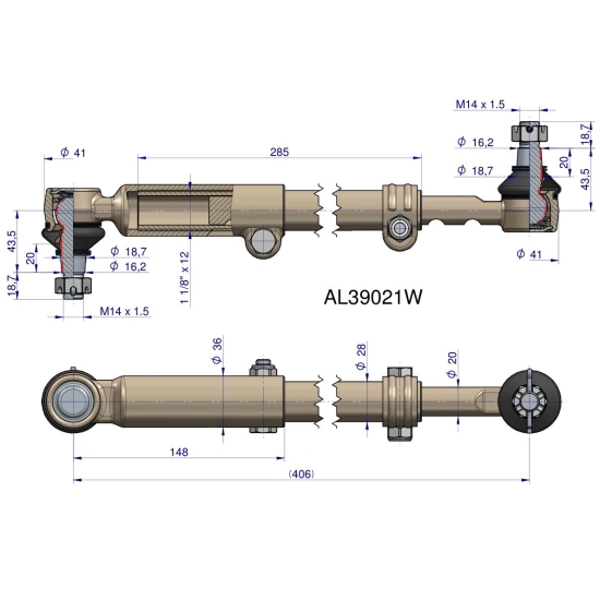 Drążek kierowniczy 406mm AL39021 WARYŃSKI