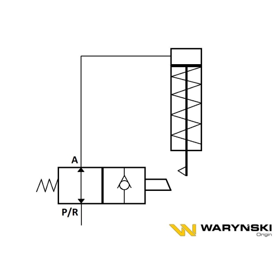 Zawór odcinająco-zwrotny (ogranicznik posuwu/skoku) 2/2 M18x1.5 12L z otworami mocującymi 350 bar Waryński