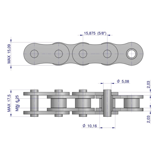 Łańcuch rolkowy 520-1 (R1 5/8) 5m Waryński