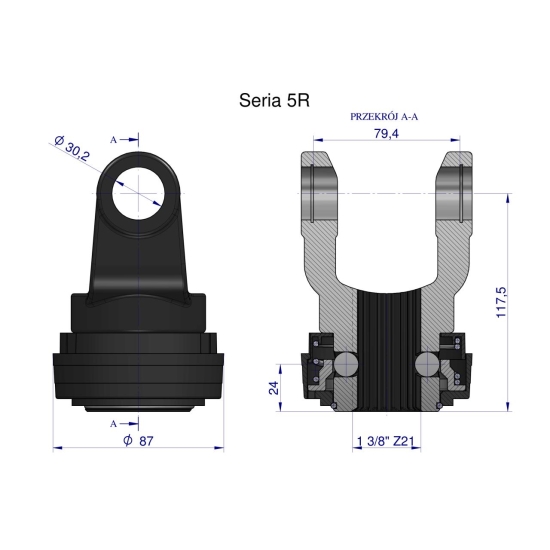 Widłak z pierścieniem 1 3/8 Z21 - 30.2X79.4 Seria 5R CE2020 Waryński