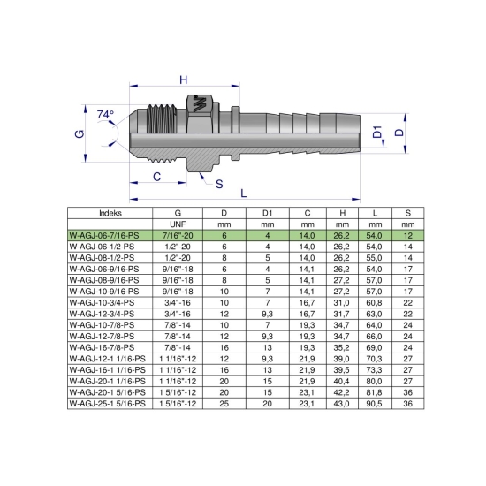 Zakucie hydrauliczne AGJ DN06 7/16