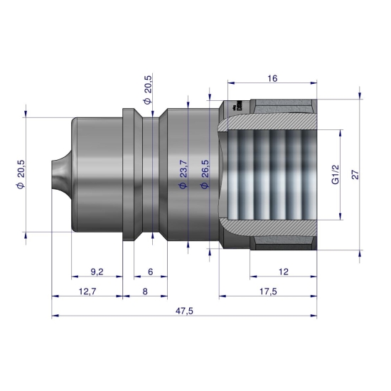 Szybkozłącze hydrauliczne wtyczka G1/2