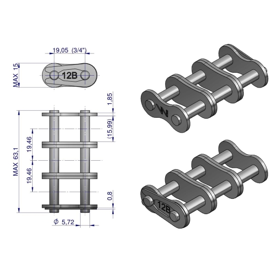 Zamek łańcucha Z12B-3 (R3 3/4) Waryński ( sprzedawane po 5 )