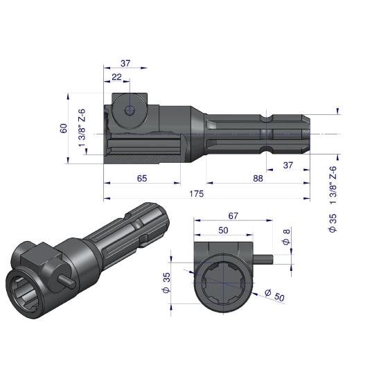 Redukcja adapter na trzpień 1 3/8