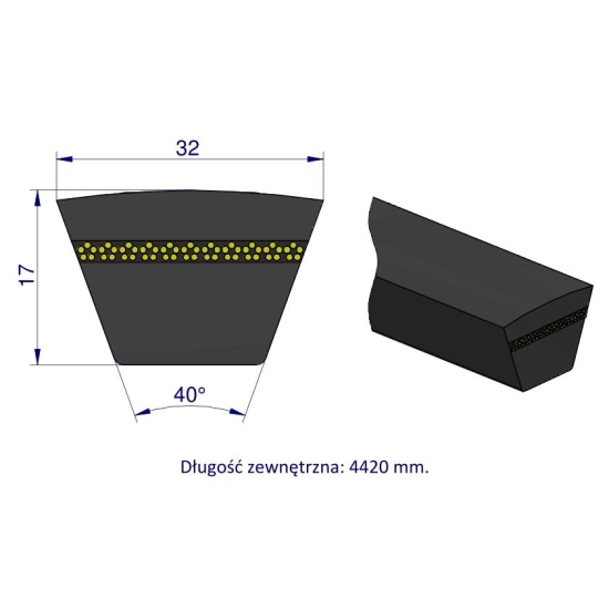 Pas klinowy Hard-Belt (T-653063.0) AP1003572 do CLAAS 653063.0 TEGER