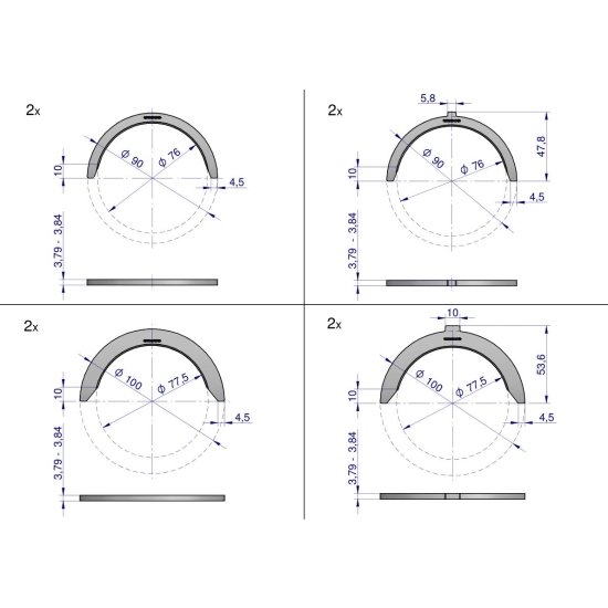 Komplet półpierścieni N-0.90 (III szlif) 46401112 C-360 ORYGINAŁ URSUS