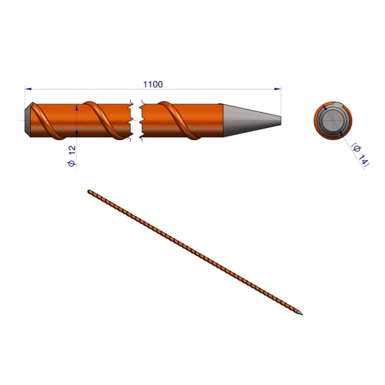 Palik Słupek z włókna szklanego 12mm L-1100 ROYAL FARM ( sprzedawane po 10 )