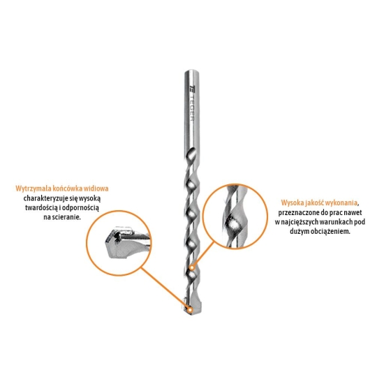 Wiertło do betonu widiowe - standard 10x120 mm / TEGER