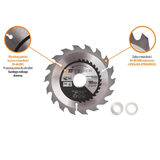 Piła tarczowa do drewna z węglikiem spiekanym 165x30x18T / TEGER