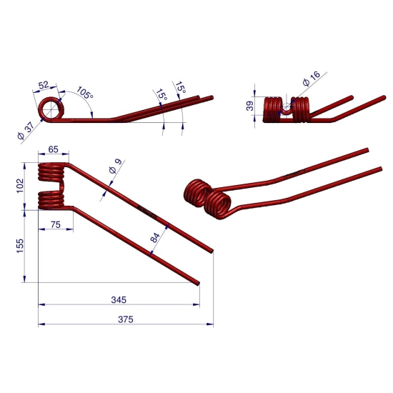 Palec przetrząsarka zastosowanie Deutz Fahr Pottinger 06229776 Waryński